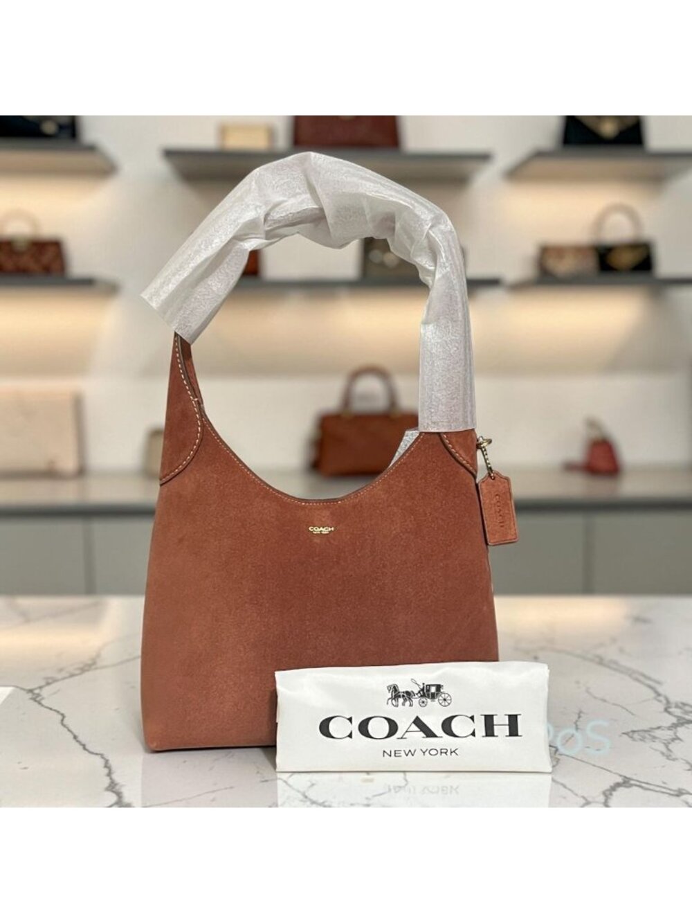 Coach Clay Suede Brooklyn 28 With Gold Hardware & Dust Bag 720A177PY
